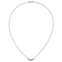 14k White Gold Princess Sapphire and Diamond 18 inch Necklace