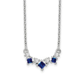 14k White Gold Princess Sapphire and Diamond 18 inch Necklace