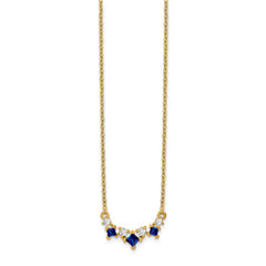 14k Princess Sapphire and Diamond 18 inch Necklace