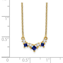 14k Princess Sapphire and Diamond 18 inch Necklace