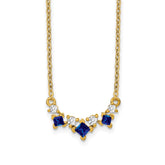 14k Princess Sapphire and Diamond 18 inch Necklace