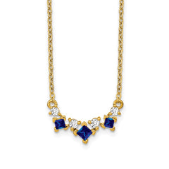 14k Princess Sapphire and Diamond 18 inch Necklace