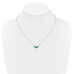 14k White Gold Graduated Marquise Emerald 18 inch Necklace