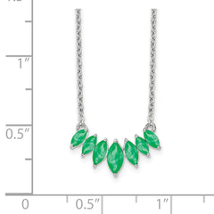 14k White Gold Graduated Marquise Emerald 18 inch Necklace