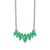 14k White Gold Graduated Marquise Emerald 18 inch Necklace