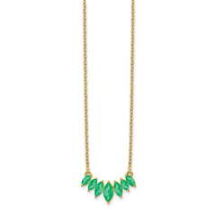 14k Graduated Marquise Emerald 18 inch Necklace
