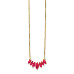 14k Graduated Marquise Ruby 18 inch Necklace