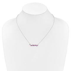 14k White Gold Octagon Ruby and Diamond 18 inch Bar Necklace - 2