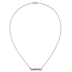 14k White Gold Octagon Ruby and Diamond 18 inch Bar Necklace - 2