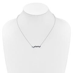 14k White Gold Octagon Sapphire and Diamond 18 inch Bar Necklace