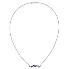 14k White Gold Octagon Sapphire and Diamond 18 inch Bar Necklace