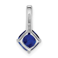 14k White Gold Cushion Sapphire and Diamond Pendant