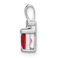 14k White Gold Square Ruby and Diamond Pendant