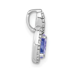14k White Gold 6x4mm Oval Tanzanite and Diamond Halo Pendant