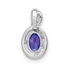 14k White Gold 6x4mm Oval Tanzanite and Diamond Halo Pendant