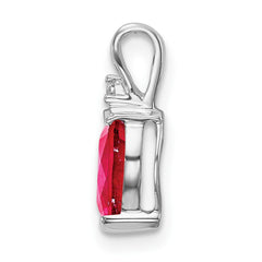 14k White Gold 7x5mm Pear Ruby and Diamond Pendant