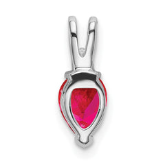 14k White Gold 7x5mm Pear Ruby and Diamond Pendant
