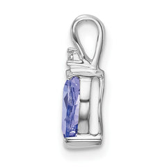 14k White Gold 7x5mm Pear Tanzanite and Diamond Pendant
