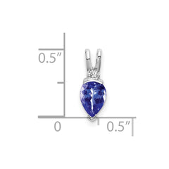 14k White Gold 7x5mm Pear Tanzanite and Diamond Pendant