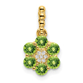 14k Peridot and Diamond Floral Pendant