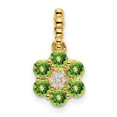 14k Peridot and Diamond Floral Pendant