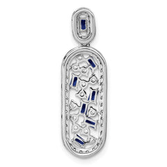 14k White Gold Octagon Sapphire and Diamond Oval Chain Slide