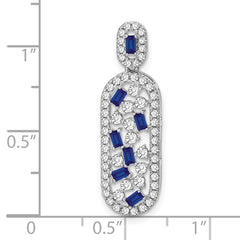 14k White Gold Octagon Sapphire and Diamond Oval Chain Slide