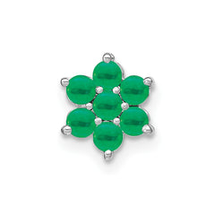 14k White Gold Emerald Floral Chain Slide