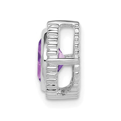 14k White Gold Cushion Amethyst Chain Slide