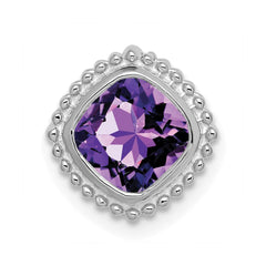 14k White Gold Cushion Amethyst Chain Slide