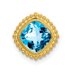 14k Cushion Blue Topaz Chain Slide