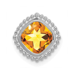 14k White Gold Cushion Citrine Chain Slide