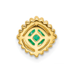 14k Cushion Emerald Beaded Edge Chain Slide