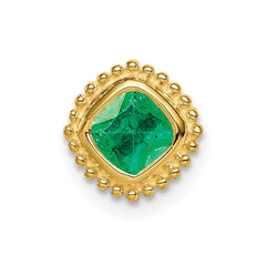 14k Cushion Emerald Beaded Edge Chain Slide