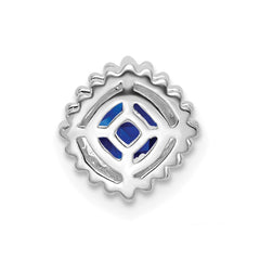 14k White Gold Cushion Sapphire Beaded Edge Chain Slide