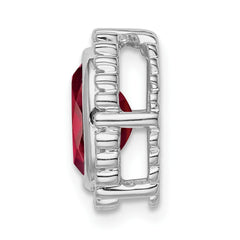 14k White Gold Oval Garnet Chain Slide