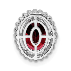 14k White Gold Oval Garnet Chain Slide