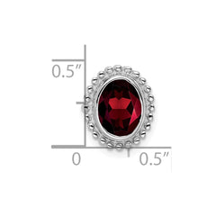 14k White Gold Oval Garnet Chain Slide