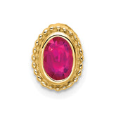 14k Oval Ruby Beaded Edge Chain Slide