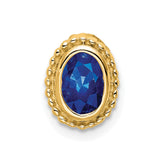 14k Oval Sapphire Beaded Edge Chain Slide