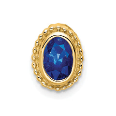 14k Oval Sapphire Beaded Edge Chain Slide