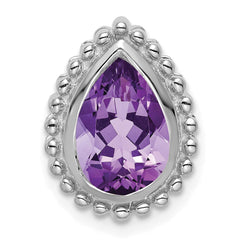14k White Gold Pear Amethyst Chain Slide