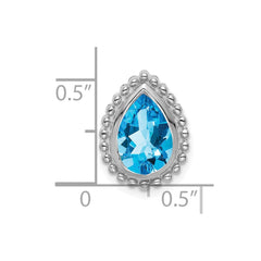 14k White Gold Pear Blue Topaz Chain Slide