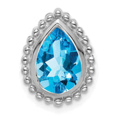 14k White Gold Pear Blue Topaz Chain Slide