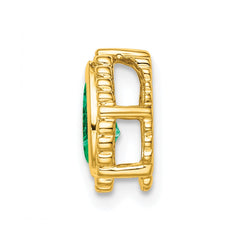 14k Pear Emerald Beaded Edge Chain Slide