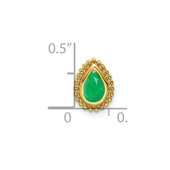 14k Pear Emerald Beaded Edge Chain Slide