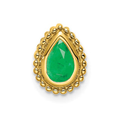 14k Pear Emerald Beaded Edge Chain Slide