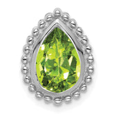 14k White Gold Pear Peridot Chain Slide