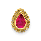 14k Pear Ruby Beaded Edge Chain Slide