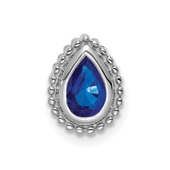 14k White Gold Pear Sapphire Beaded Edge Chain Slide